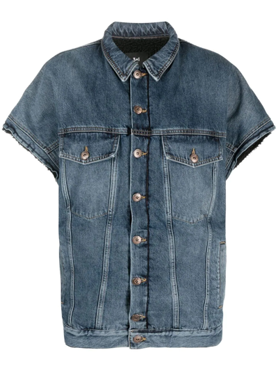 Shop 3x1 Short-sleeve Button-up Denim Jacket In Blue