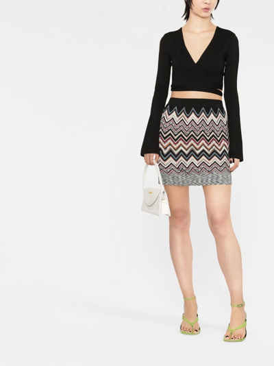 Shop Missoni Zigzag-knit Mini Skirt In Black