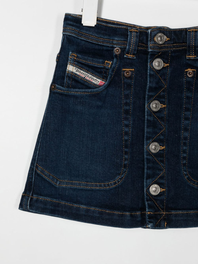 Shop Diesel Button-up A-line Denim Skirt In Blue