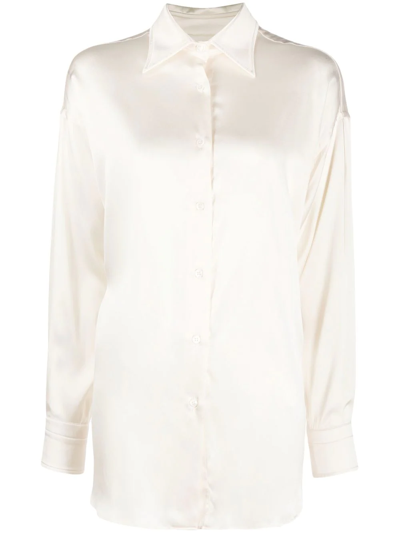 Shop Tom Ford Pointed-collar Long-sleeved Shirt In White