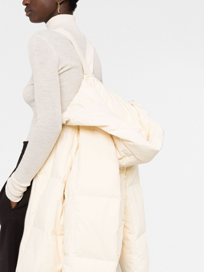 Jil Sander Padded Zip-up Cotton Hooded Coat In Neutrals