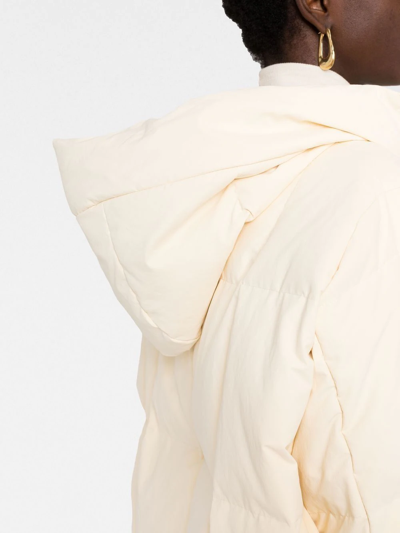 Jil Sander Padded Zip-up Cotton Hooded Coat In Neutrals