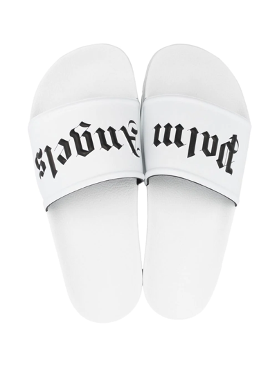 Shop Palm Angels Logo-print Slides In White