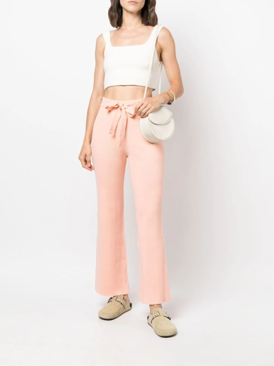 Shop Live The Process Ribbed-knit Tied Trousers In Pink