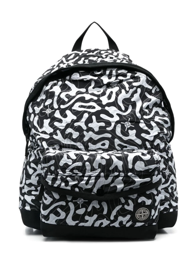 Stone Island Junior Animal-print Zipped Backpack In Black | ModeSens