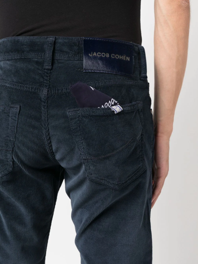Shop Jacob Cohen Corduroy Straight-leg Trousers In Blue