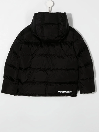 Shop Dsquared2 Logo-print Zip-up Puffer Jacket In Black