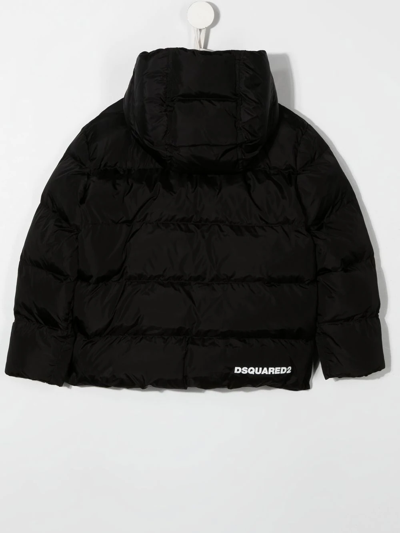 Dsquared2 Logo-print Zip-up Puffer Jacket In Black