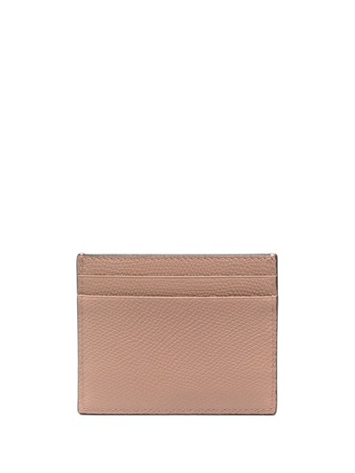 Shop Valentino Vlogo Signature Leather Card Holder In Pink