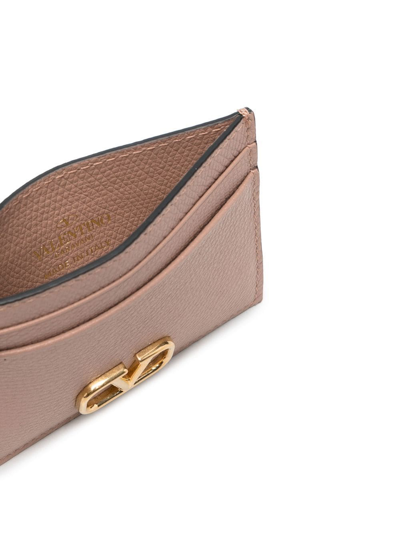 Valentino Vlogo Signature Leather Card Holder In Pink