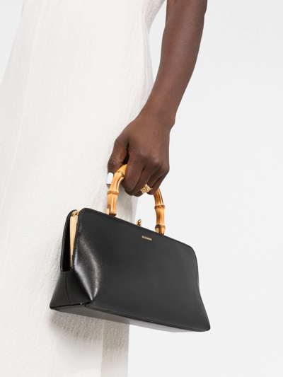 GOJI 竹节手柄皮质手提包