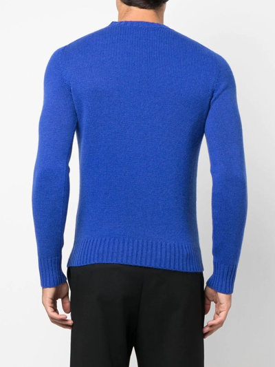 Shop Alexander Mcqueen Embroidered-logo Cashmere Jumper In Blue