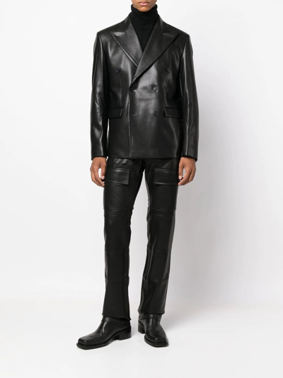 Shop Misbhv Double-breasted Leather-effect Jacket In Black