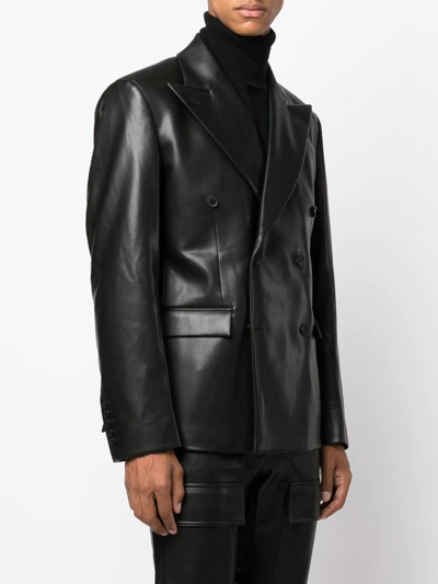 Shop Misbhv Double-breasted Leather-effect Jacket In Black