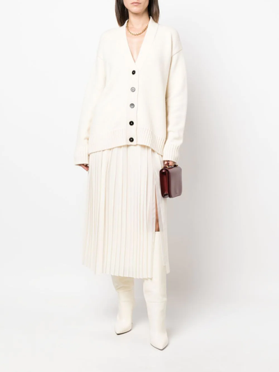 Shop Jil Sander Button-up Knitted Cardigan In Neutrals