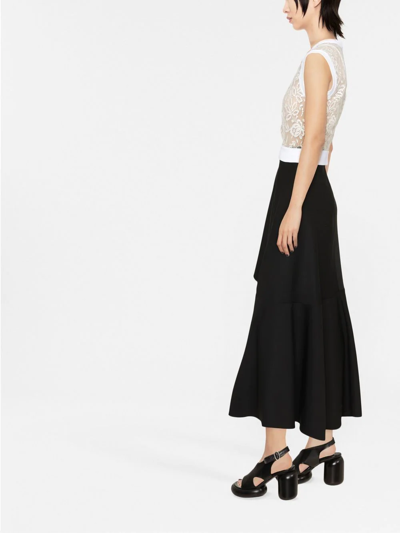 Shop Alexander Mcqueen Asymmetric Draped Wool Skirt In Black