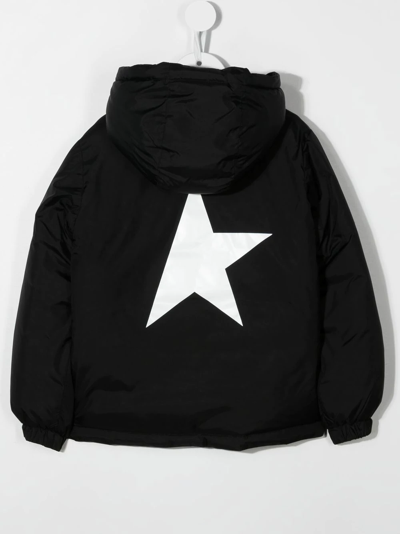 Shop Golden Goose Logo-print Hooded Jacket In Black