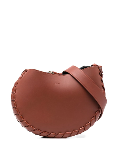 Shop Chloé Mate S Hobo Leather Crossbody Bag In Brown