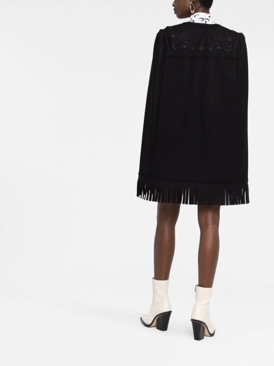 Shop Dsquared2 Embroidered Frayed Cape In Black
