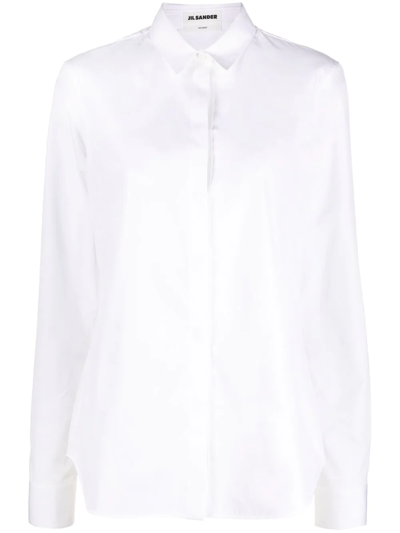 Shop Jil Sander Cotton Long-sleeve Shirt In White