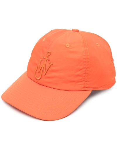Shop Jw Anderson Embroidered Logo Cotton Cap In Orange