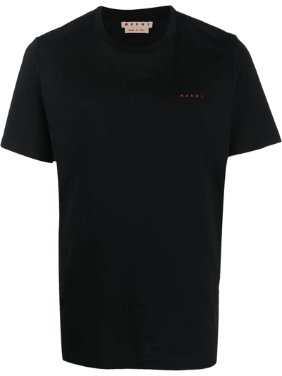 Shop Marni Logo-print Cotton T-shirt In Black