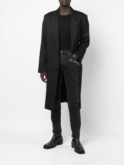 Balmain Straight Trousers Nylon Silk Belt Loops In Black