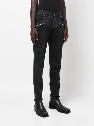 Balmain Straight Trousers Nylon Silk Belt Loops In Black
