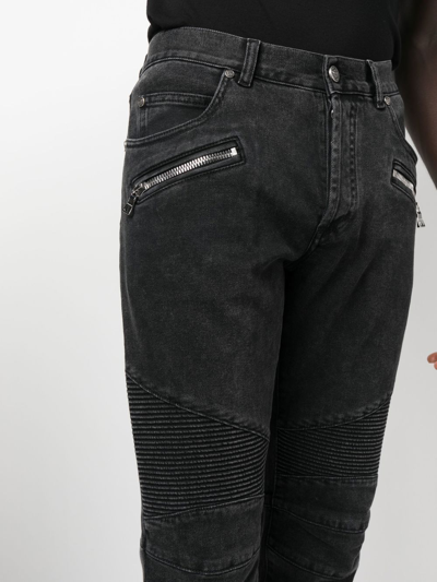 Balmain Straight Trousers Nylon Silk Belt Loops In Black