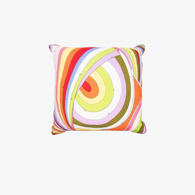 Shop Emilio Pucci Yellow Iride Print Terry Cushion In Multicolour