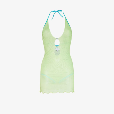 Shop Poster Girl Gretchen Cutout Mini Dress - Women's - Polyamide/spandex/elastane In Green