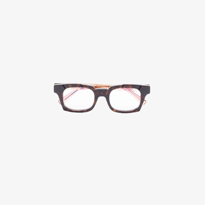 Shop Kuboraum Brown S3 Rectangle Optical Glasses