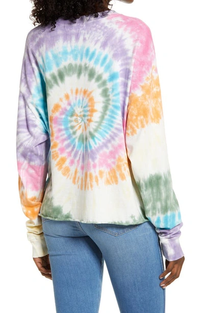 Shop Daydreamer Rainbow Tie Dye Long Sleeve T-shirt In Rainbow Spiral