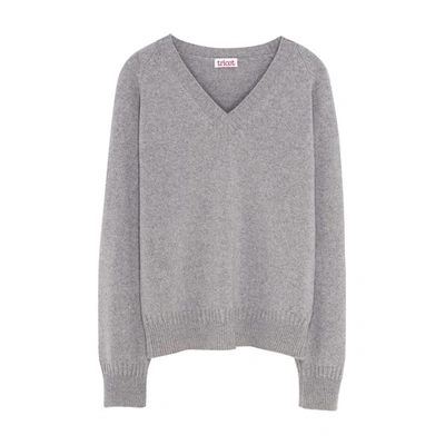 Shop Tricot Recycled Cashmere V-neck Sweater In Grey