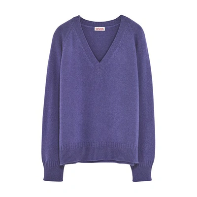 Shop Tricot Recycled Cashmere V-neck Sweater In Violet
