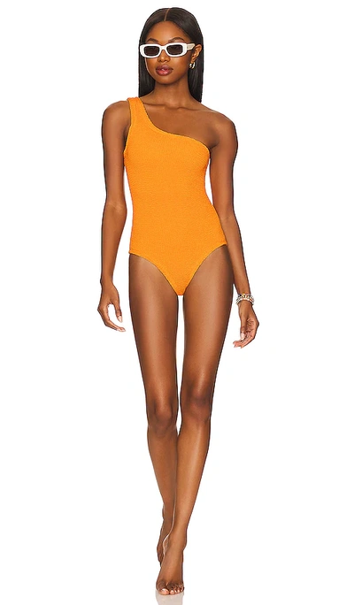 Hunza G Nancy Orange One shoulder Seersucker Swimsuit ModeSens