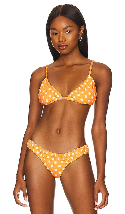 Shop Caroline Constas Stacia Bikini Top In Yellow White Polka Dot