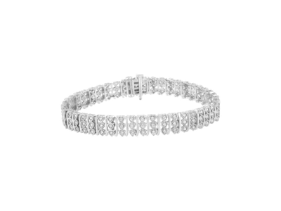 Shop Haus Of Brilliance .925 Sterling Silver 1 1/2 Cttw Round Diamond 3 Row Heart Link Bracelet In Grey
