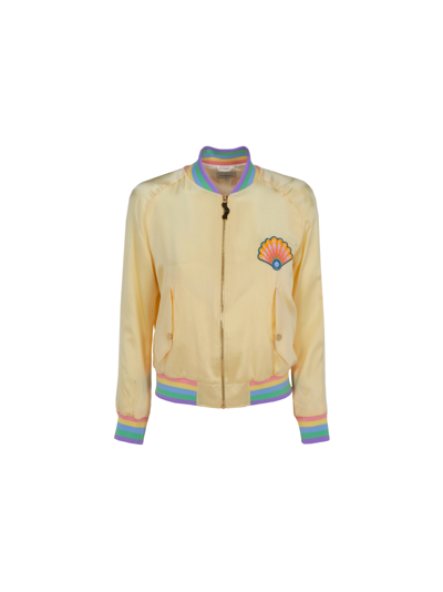 Shop Casablanca Jacket In Pale Yellow Casa Shell