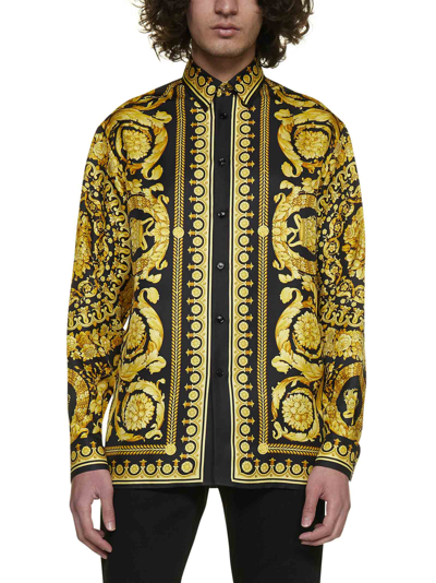 Shop Versace Shirt In Nero Oro