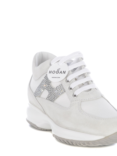 Shop Hogan Sneakers  Interactive In Suede In Bianco