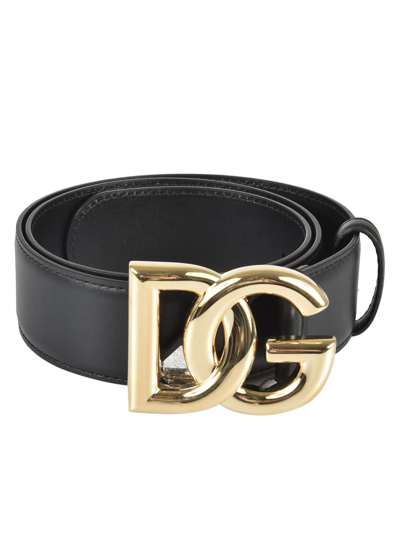 Shop Dolce & Gabbana Logo Buckle Belt In Black