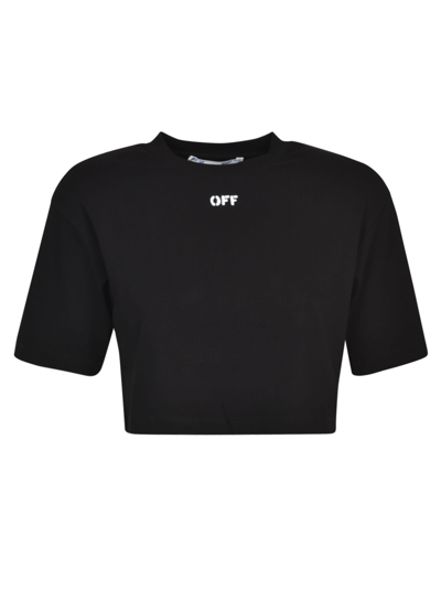 Shop Off-white Off Stamp Ribbed Cropped T-shirt In Black/white