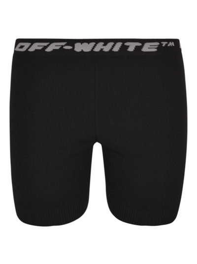 Shop Off-white Logo Band Shorts In Black/grey