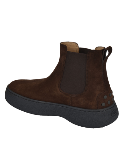 Shop Tod's Stretch Side Winter Boots In Brown
