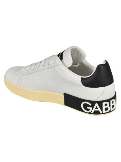 Shop Dolce & Gabbana Logo Print Sneakers In White/black