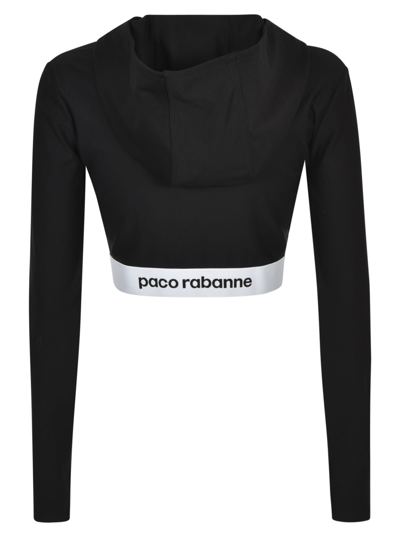 Shop Rabanne Logo Hem Cropped Hooded Jacket In Black