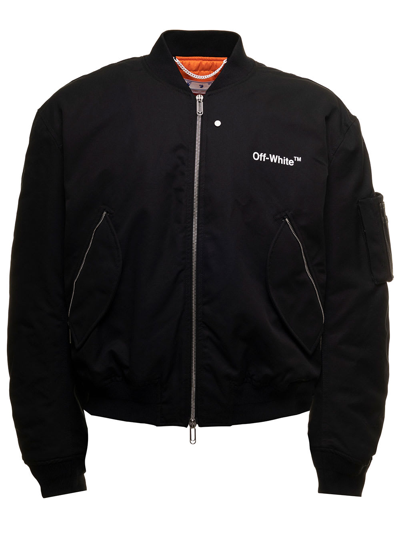 Off-white Diagonal Tab Bomber Jacket In White/black