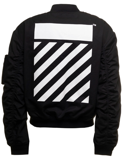 Off-white Diagonal Tab Bomber Jacket In White/black