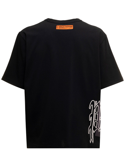 Shop Heron Preston Gothic Black Cotton T-shirt With Logo  Man